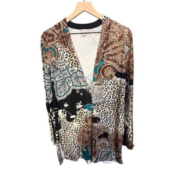 Chicos Womens Open Front Cardigan Jacket Size S Rayon/Nylon Animal Print Pattern - Picture 2 of 7